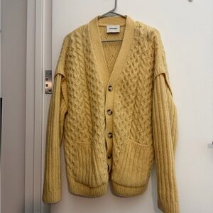 Nanushka Mustard Cable Knit Cardigan